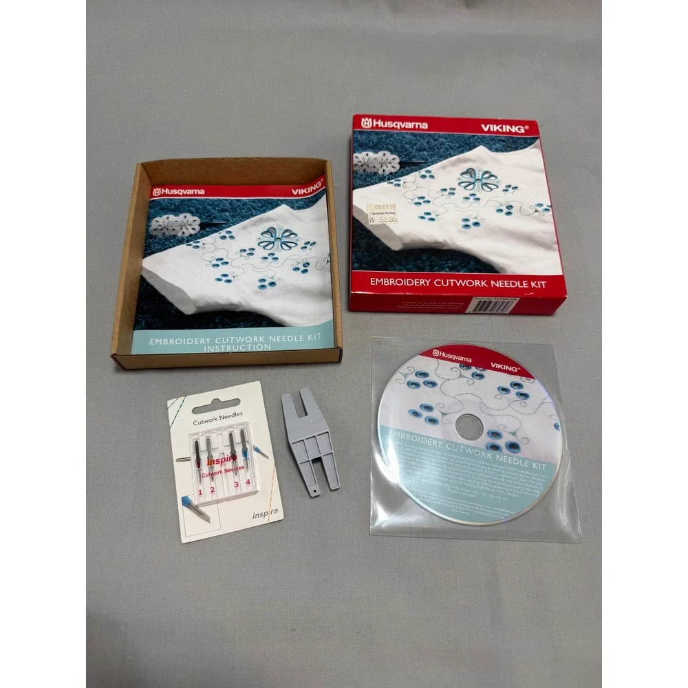Husqvarna Viking Embroidery Cutwork Needle Kit Red White 920268-096